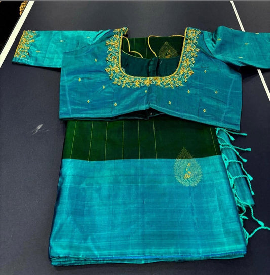 peacock color silk