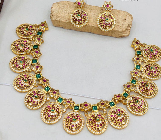 Gold finish necklace set