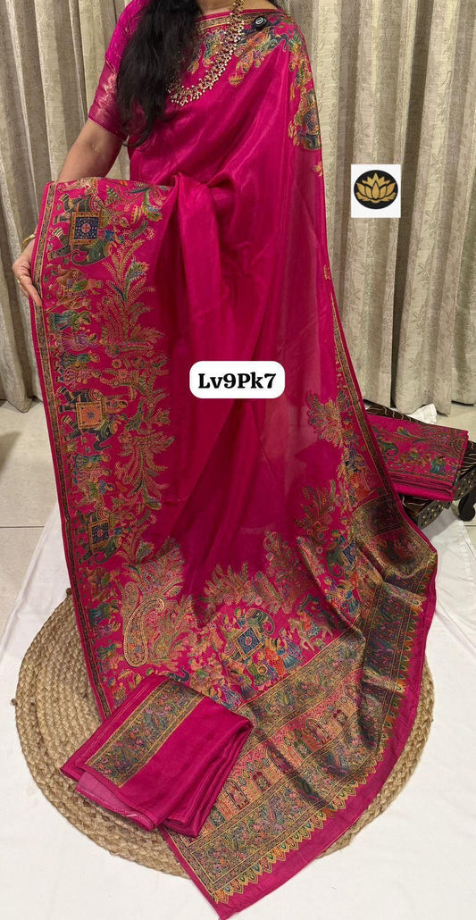 Magenta kani silk