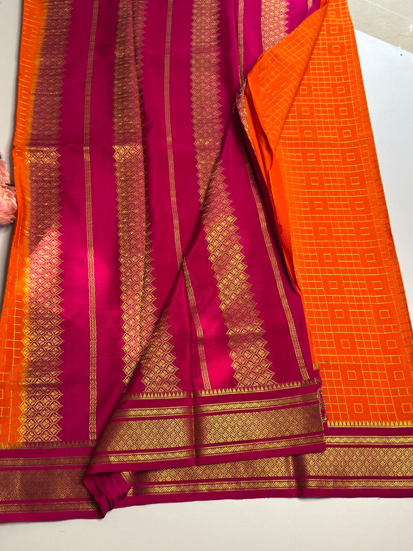 Mango color Mysore silk
