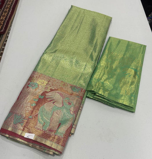 Peacock green tissue sarees