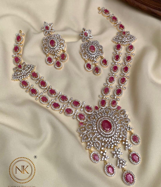 Ruby and american diamond set