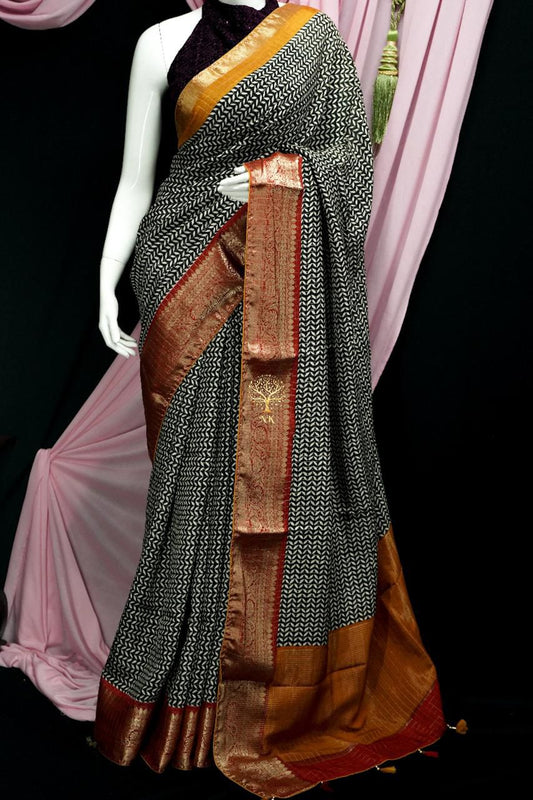 Georgette saree with ganga jamuna border