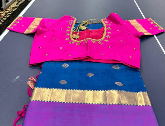 Royal blue with pink silk